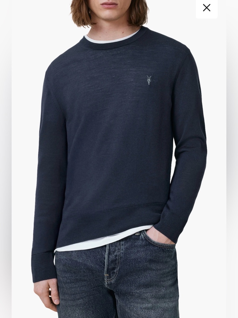 All Saints Men's Mode Merino Wool Crewneck Sweater